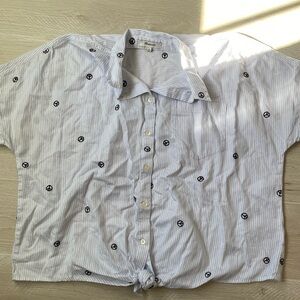 MADEWELL button blouse peace sign medium